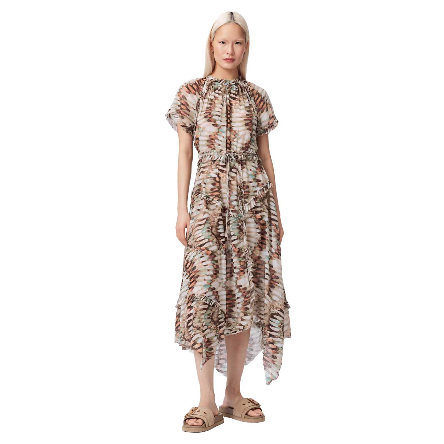 AllSaints Lamaia Asymmetric Midi Dress